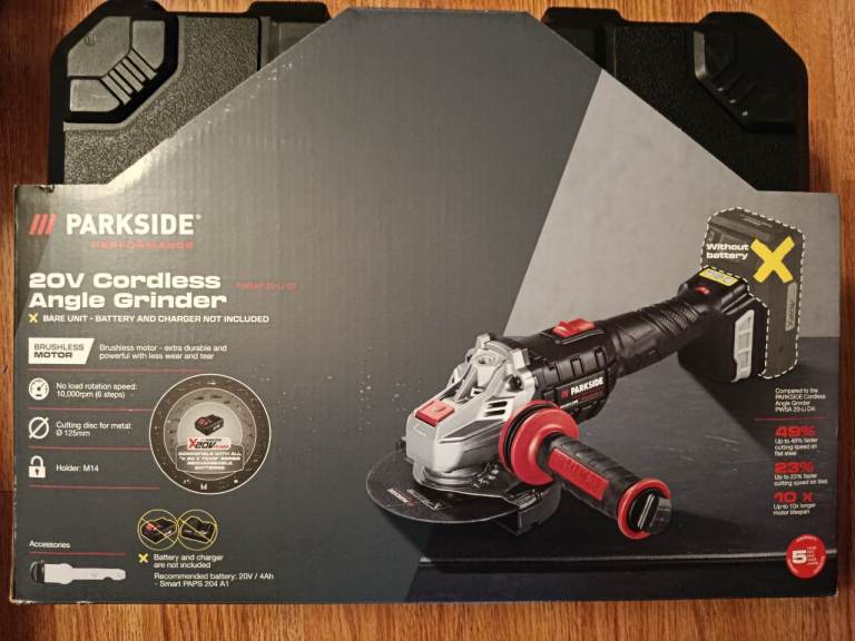 Parkside Performance 20V Cordless Angle Grinder (Brushless) - Bare Tool