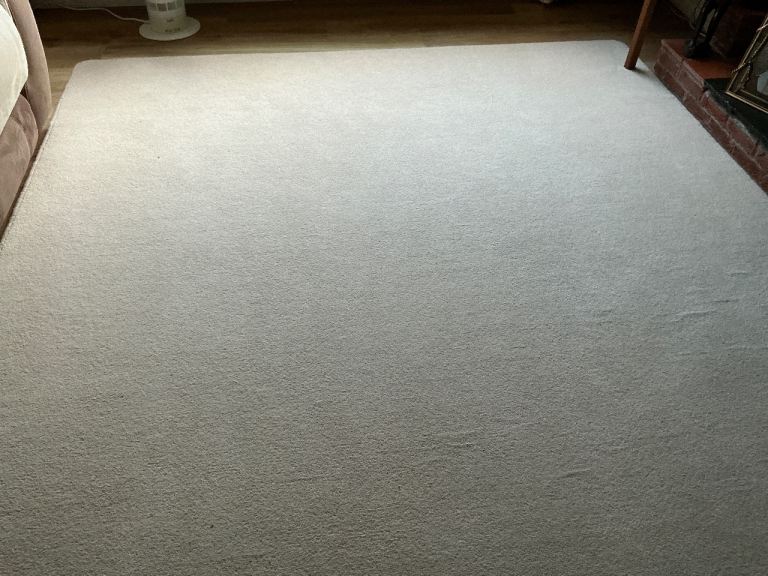 Large plain beige rug