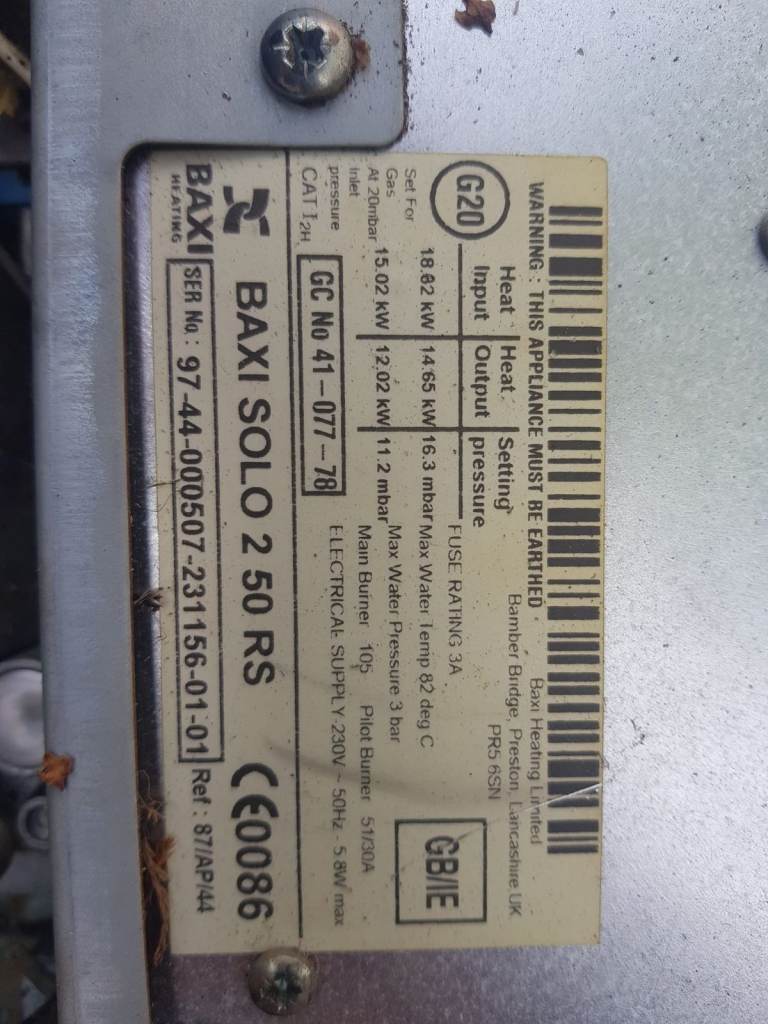 Baxi SOLO 2 50 RS Boiler for Spare Parts £40