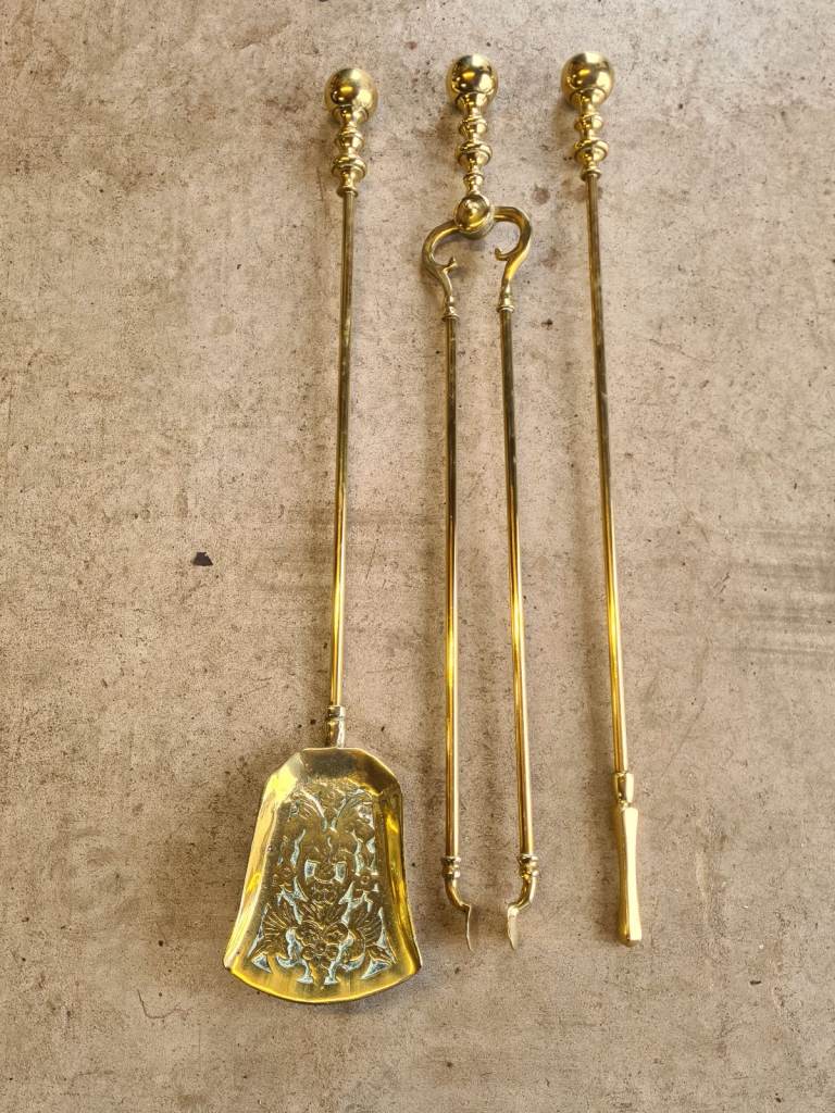 Solid Brass fire dogs /companion set