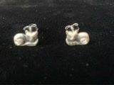 Sterling Silver Cat Earrings with diamond cut