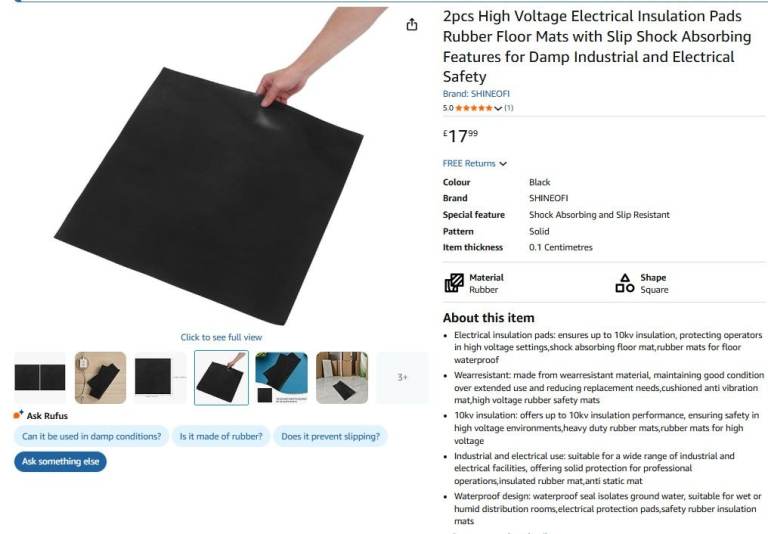 2pcs High Voltage Electrical Insulation Rubber Mats – £5(New)