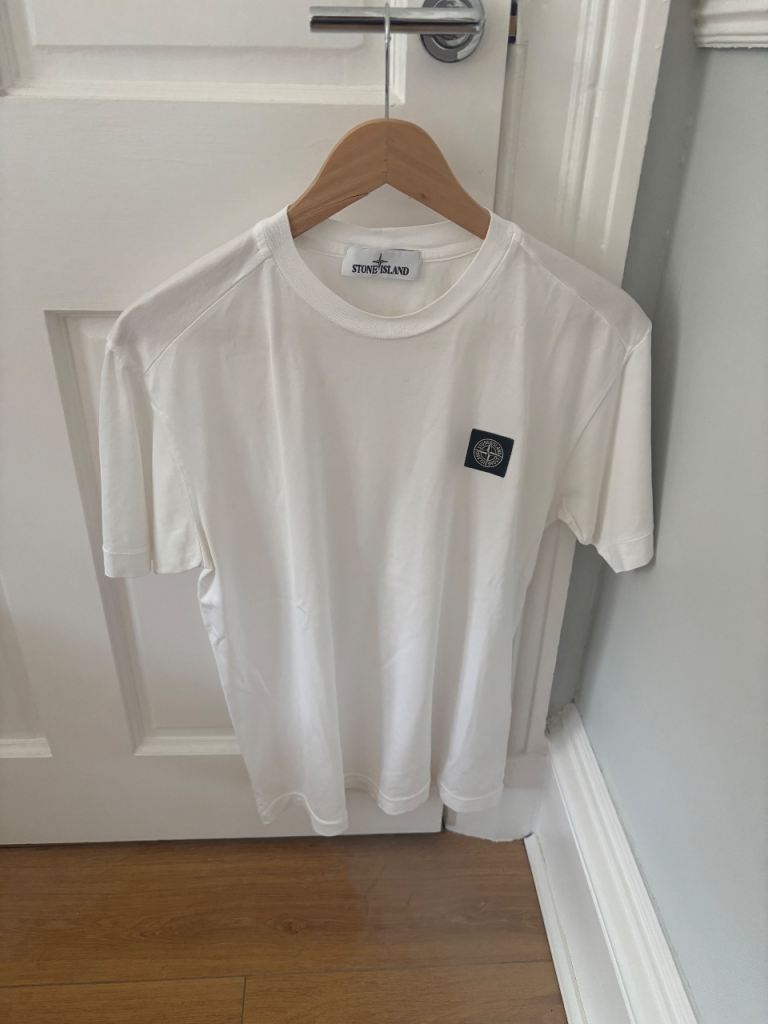 Men’s Stone Island White T-Shirt - Size Small 