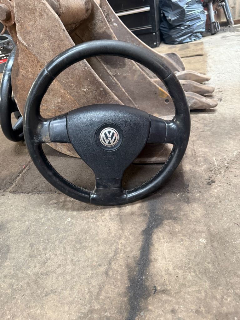Volkswagen 3 Spoke Leather Steering Wheel With Airbag 