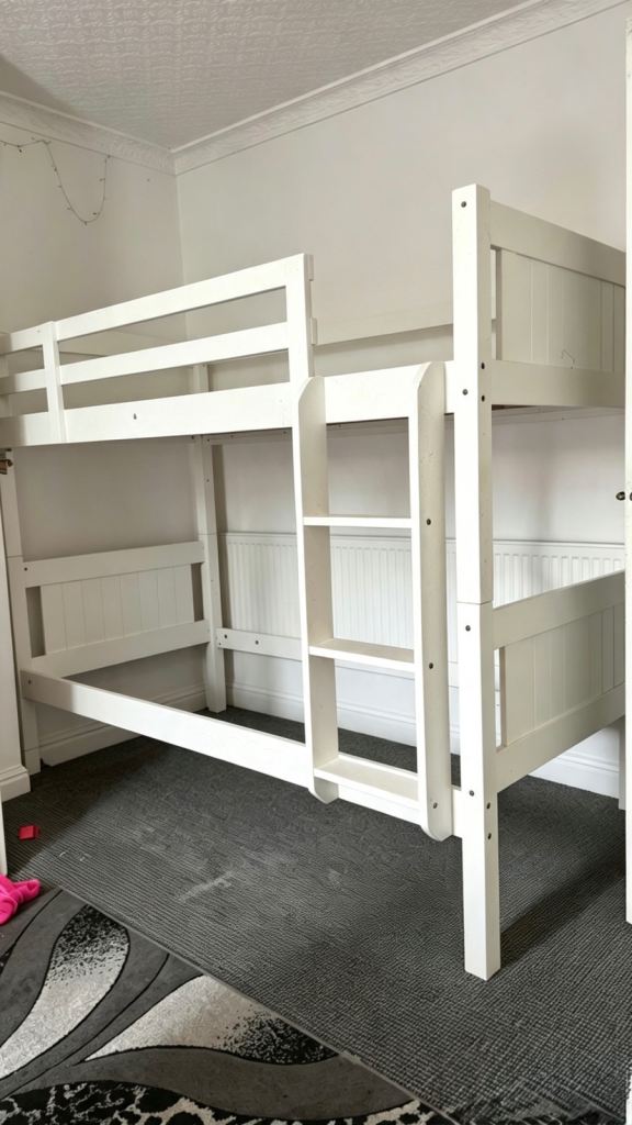 White Wooden Bunk Bed – Good Condition