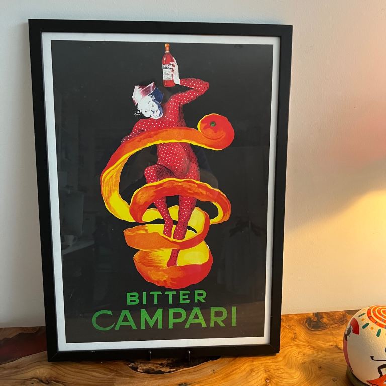 Framed “Bitter Campari” Vintage Style Poster Print – 45 x 63 cm – Black Frame