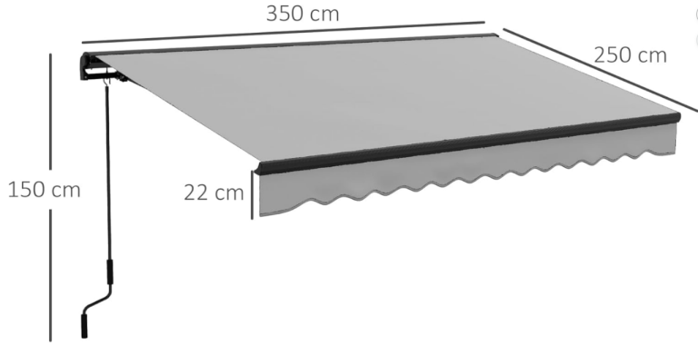 Outsunny 3.5 x 2.5m Electric Awning with Remote Controller, Aluminium Frame Retractable Awning