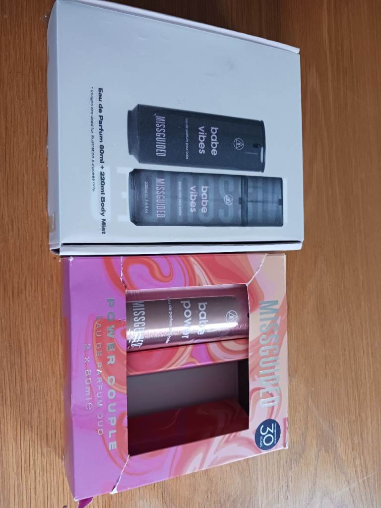 Missguided Babe vibes perfume and body mist, and babe power perfume.
