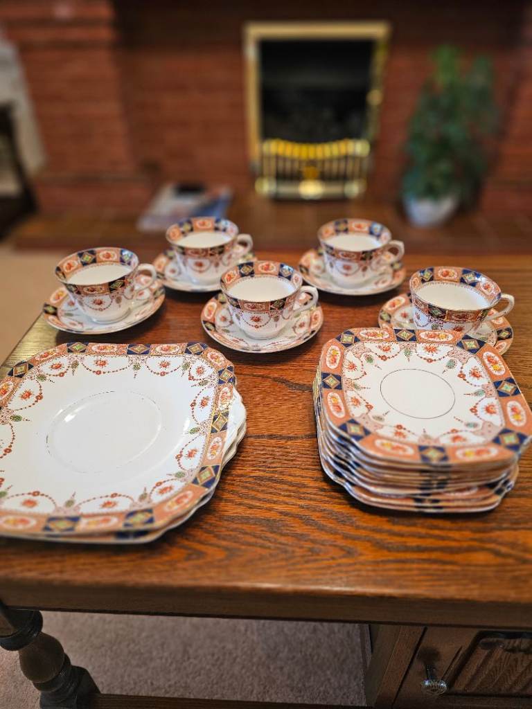 Vintage Kent Bone China Tea Set - Cups, Saucers, and Plates