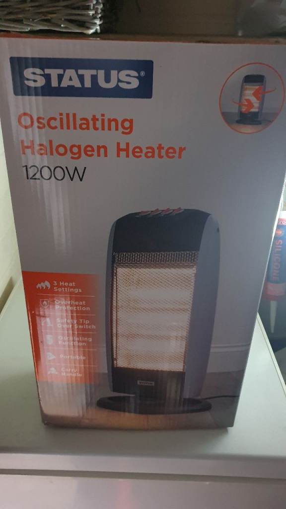 Portable oscillating halogen heater 1200w, 