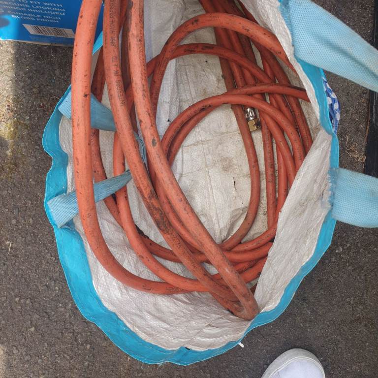 35ft Of Gas Rubber Piping, With Connectors Each End , 8mm High Pressure, Decent Condition .