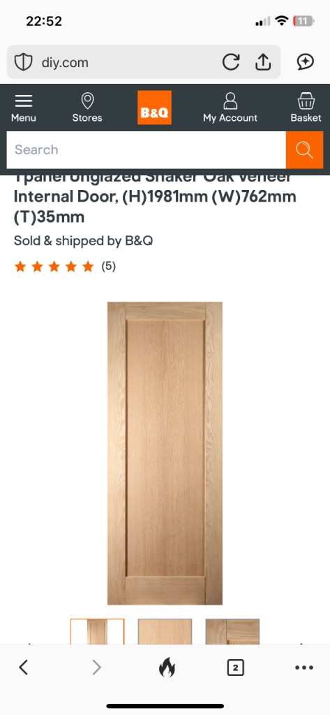 New b&q oak veneer shaker door