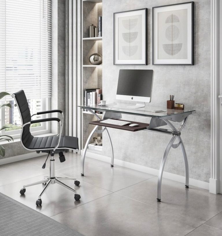 Quality contemporary glass and chrome desk