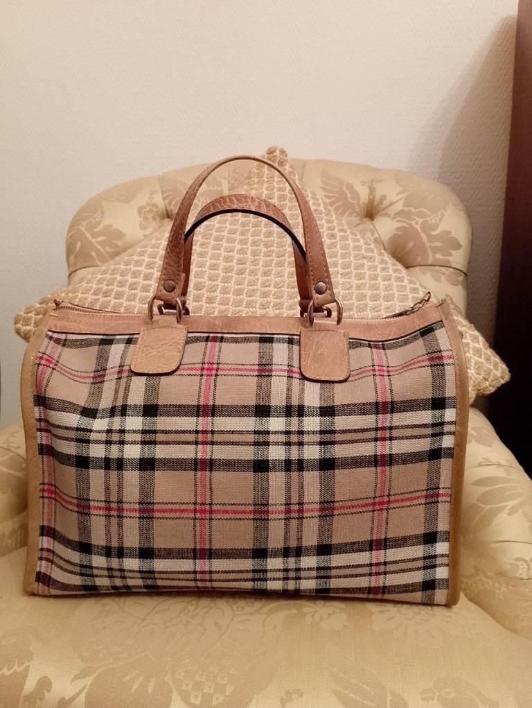 Vintage M&S St. Michael Chequered Canvas Bag