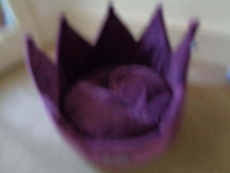 CROWN-SHAPED DOG OR CAT PURPLE VELOUR BED - UNUSED - AS NEW