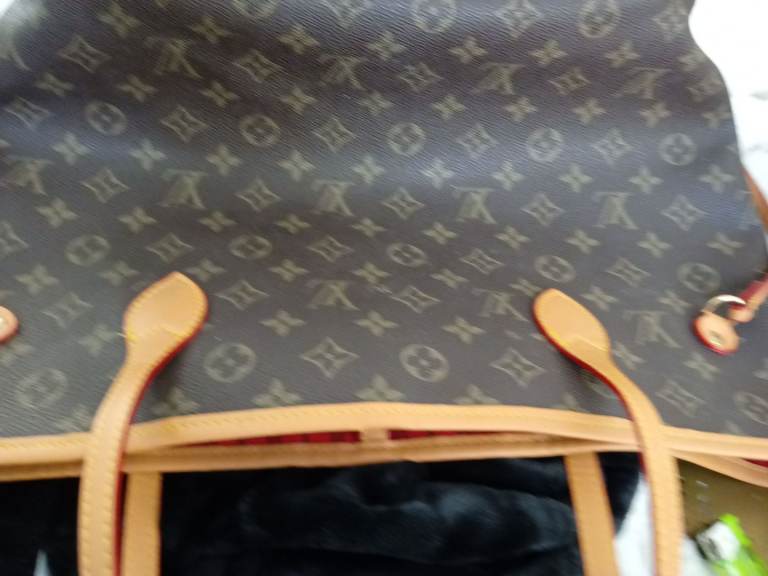 2 Authentic Louis Vuitton monogram canvas tote bag with leather handles. 
