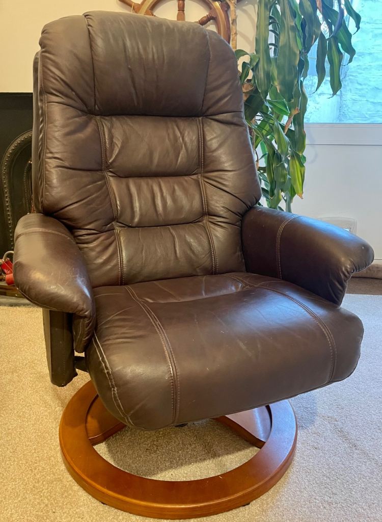 image for Leather swivel recliner armchair