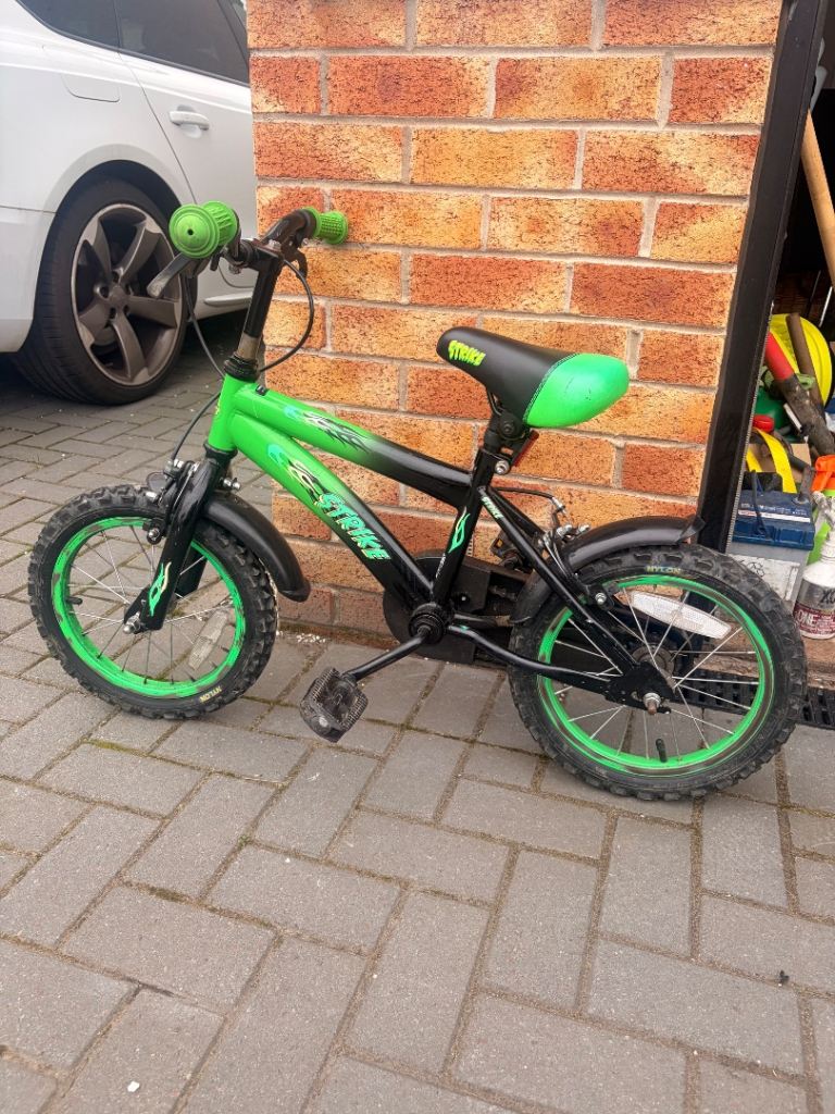 Kids Green and Black Strike Bike - Good Condition