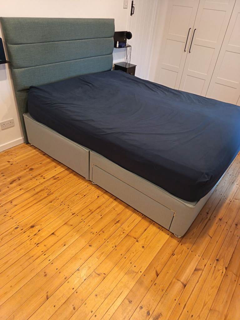 King size divan bed with Headboard and Two Storage Drawers