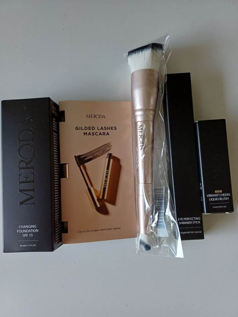 Meroda Makeup Set - Foundation, Mascara, Brush, and Stick