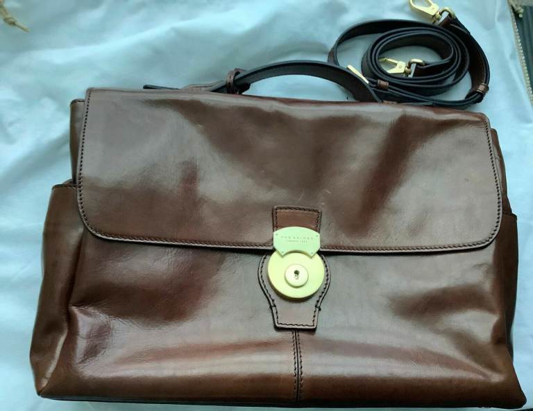 NEW The Bridge Men's leather bag, Brief Case, Brown 06204801 TAN COLOUR 14