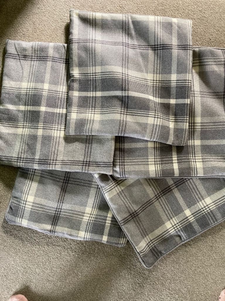 x5 Grey Checked Tartan Cushion Covers 