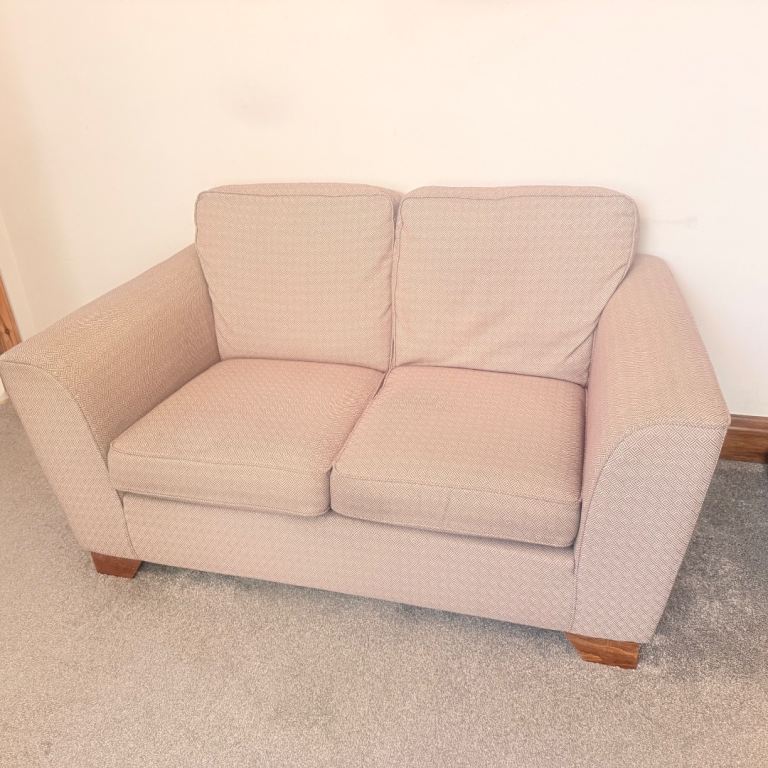 Two-Seater Sofa in beige / lilac / grey fabric from M&S – Good Condition