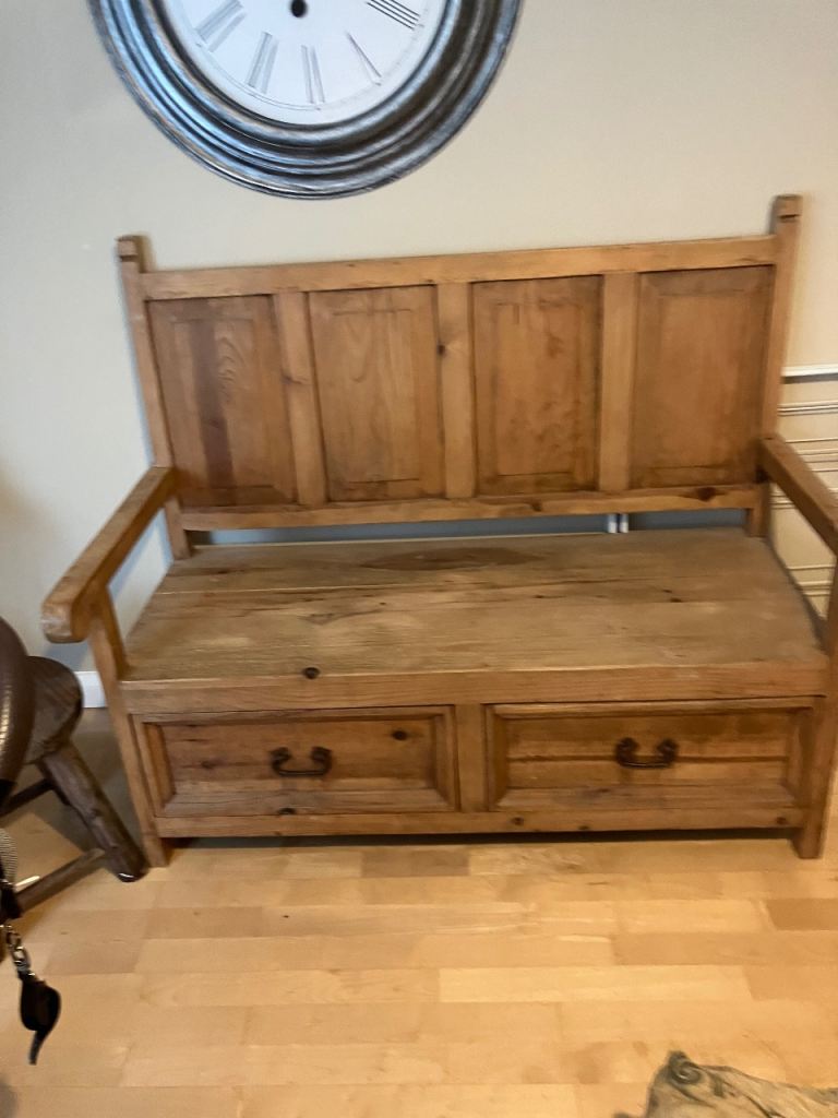 Monks Bench - Solid Wood Storage Bench with Two Drawers