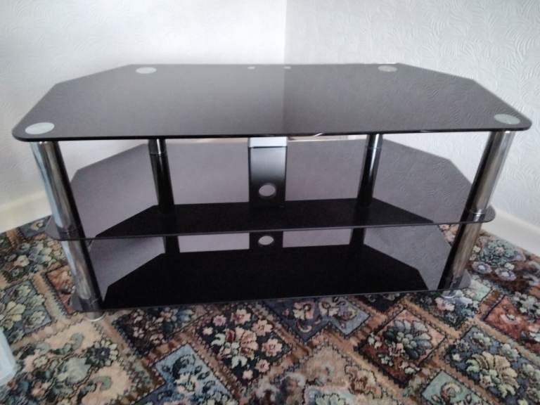 Black Glass TV Stand – Good Condition
