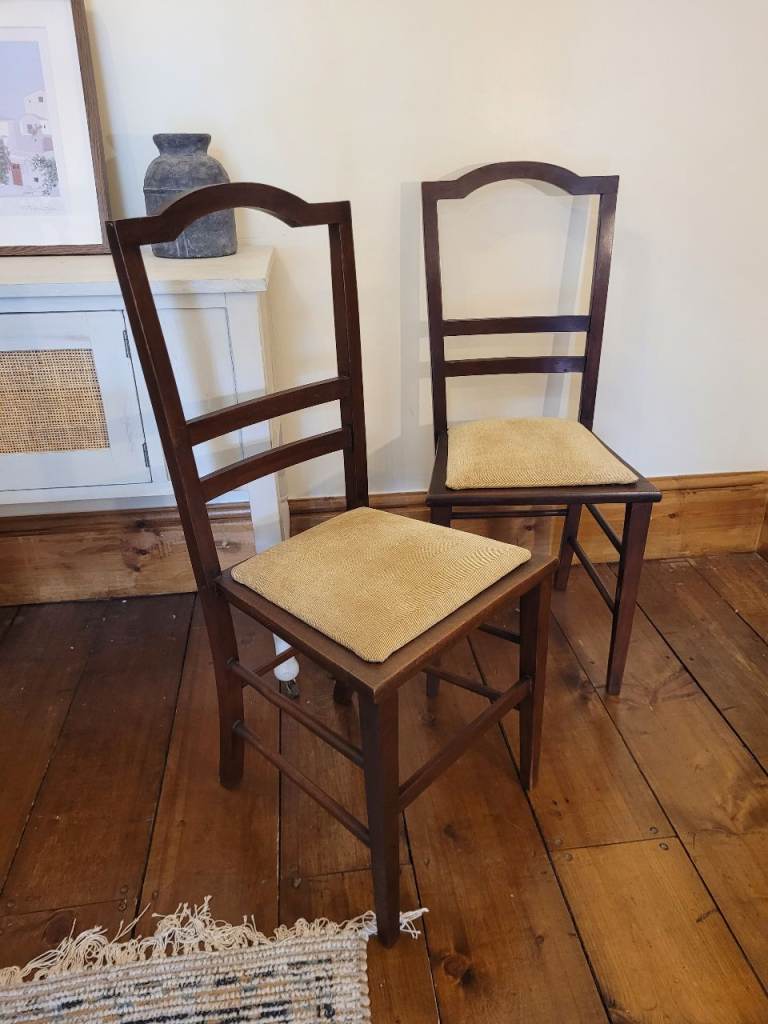Wooden chairs x2 with spare seat covers
