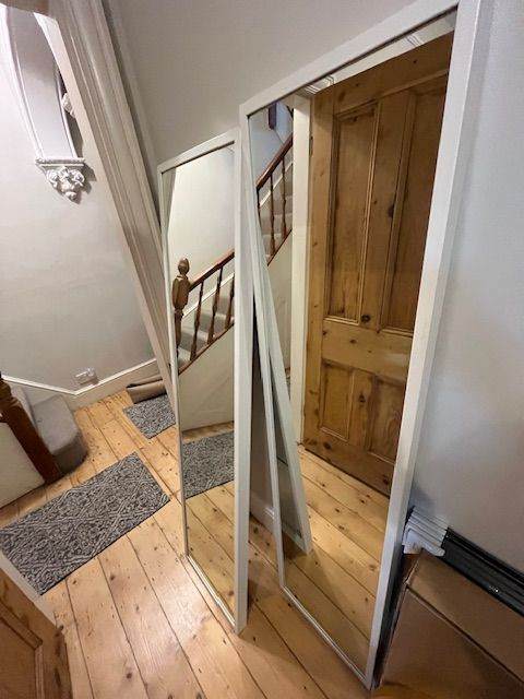 image for 2 x Ikea white STAVE mirrors- stylish deep frame (45mm D)