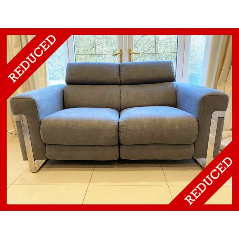 NEW SOFOLOGY Moreno SOFA Grey Electric Recliner Two Seats Couch Power Next AirBnB Suite RRP £2,099