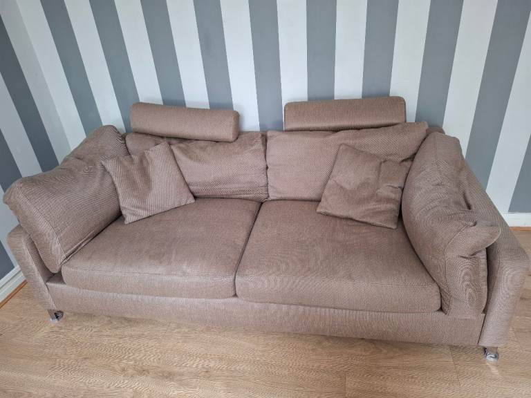 FREE Brown Fabric Two-Seater Sofa - Good Condition