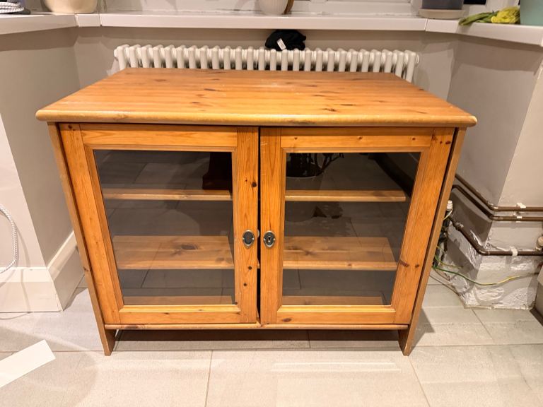 FREE Pine Wood Sideboard Cabinet with Glass Doors – Good Condition