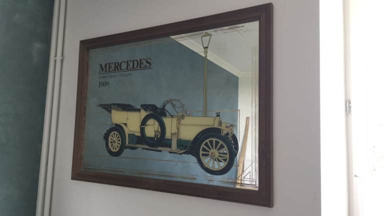 Large Vintage Car Mirror – Edwardian Tourer 1908 (Mercedes) – 89 x 64 cm