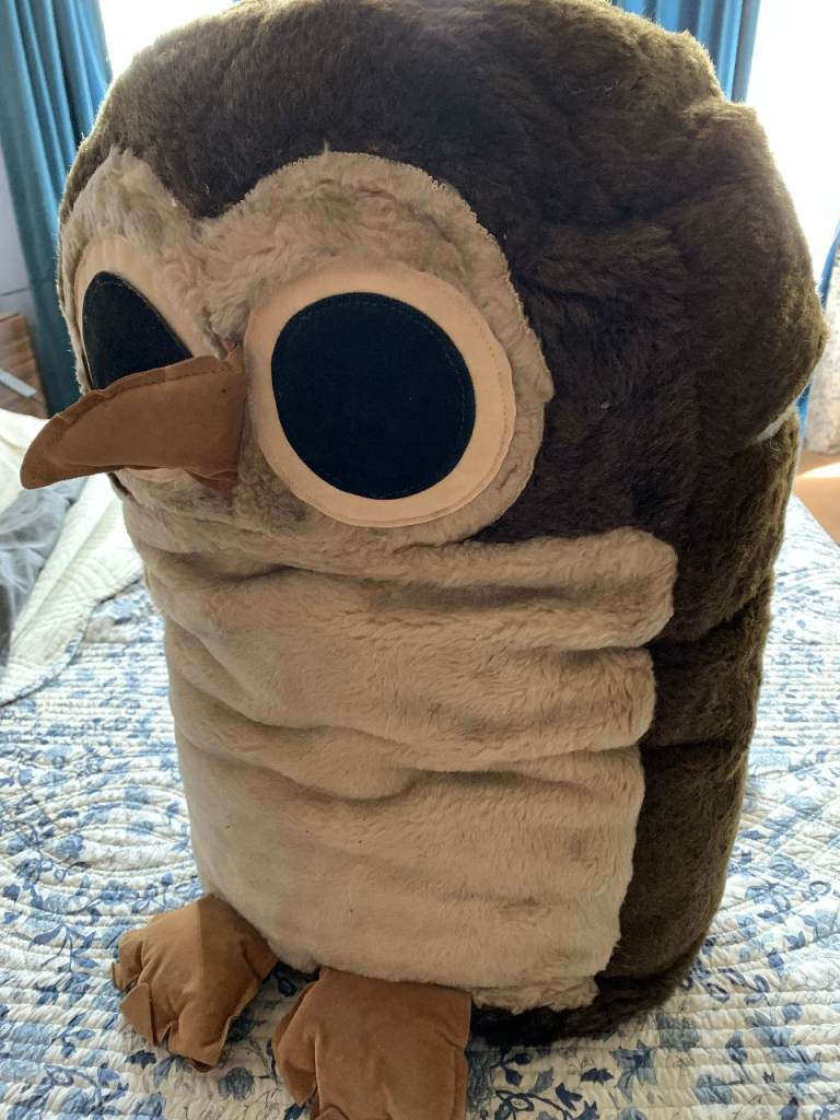 BEAUTIFUL AND VERY TALL OWL IN LOVELY VELVET FABRIC - 100 cm HIGH -REDUCED TO £20 UNTIL 16 JANUARY -