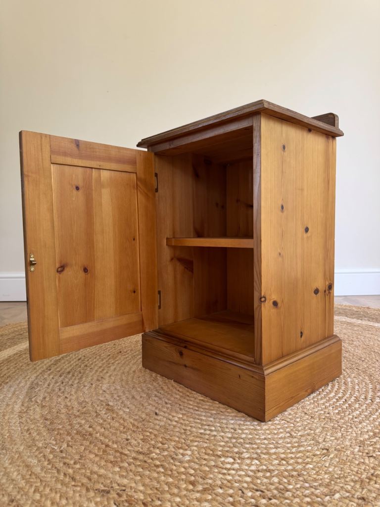 Vintage solid pine bedside cabinet cupboard 