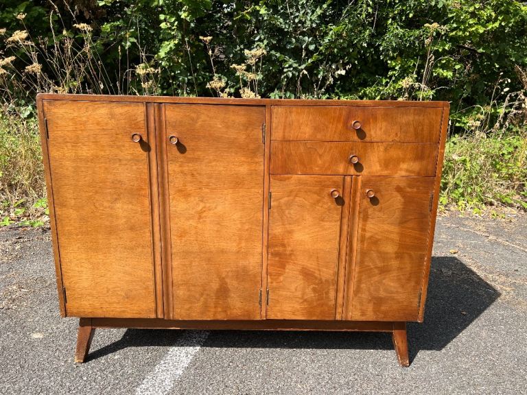 Vintage mid-century modern Danish style teak sideboard. 