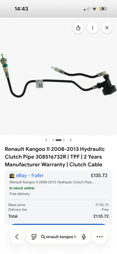 Renault Kangoo II Hydraulic Clutch Pipe - New