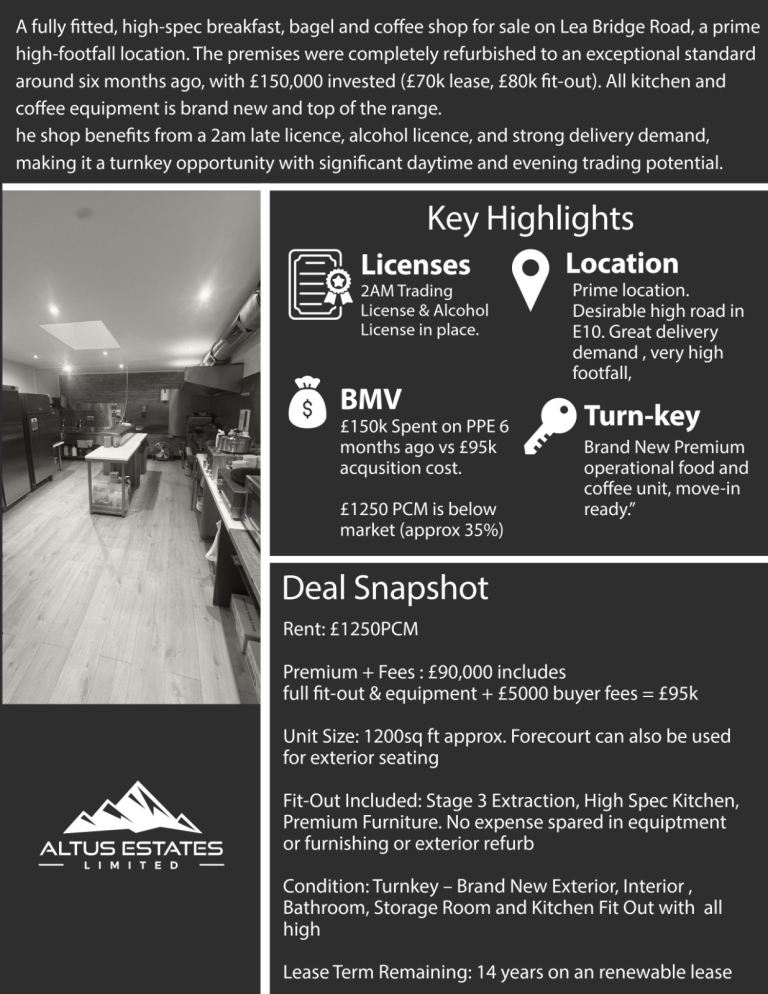 Premium Food & Coffee Unit – Prime Leyton E10 High Street