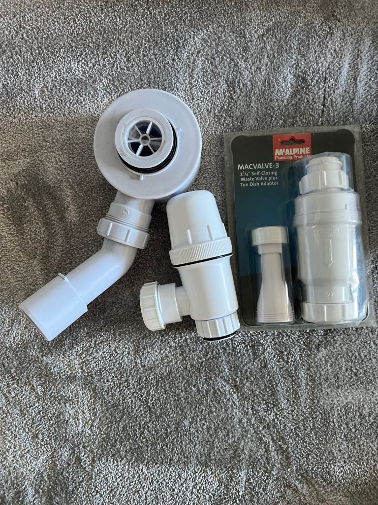 image for McAlpine Macvalve 3 and Tun Dish Adapter, Shower Bath Waste Trap Plumbing Bits