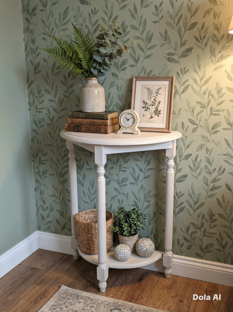 Beautiful Ducal Pine Demi Lune Console Table with Shelf