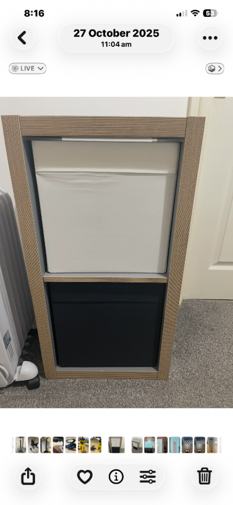 IKEA Kallax Storage Unit- Grey/Wood Effect (1 x 2)