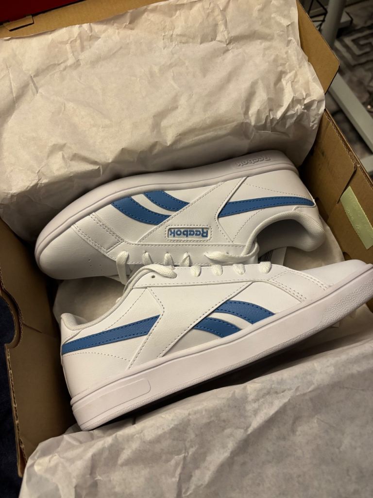 Reebok Court Retro Kids Trainers - White/Blue, UK 5.5 (EU 38.5)