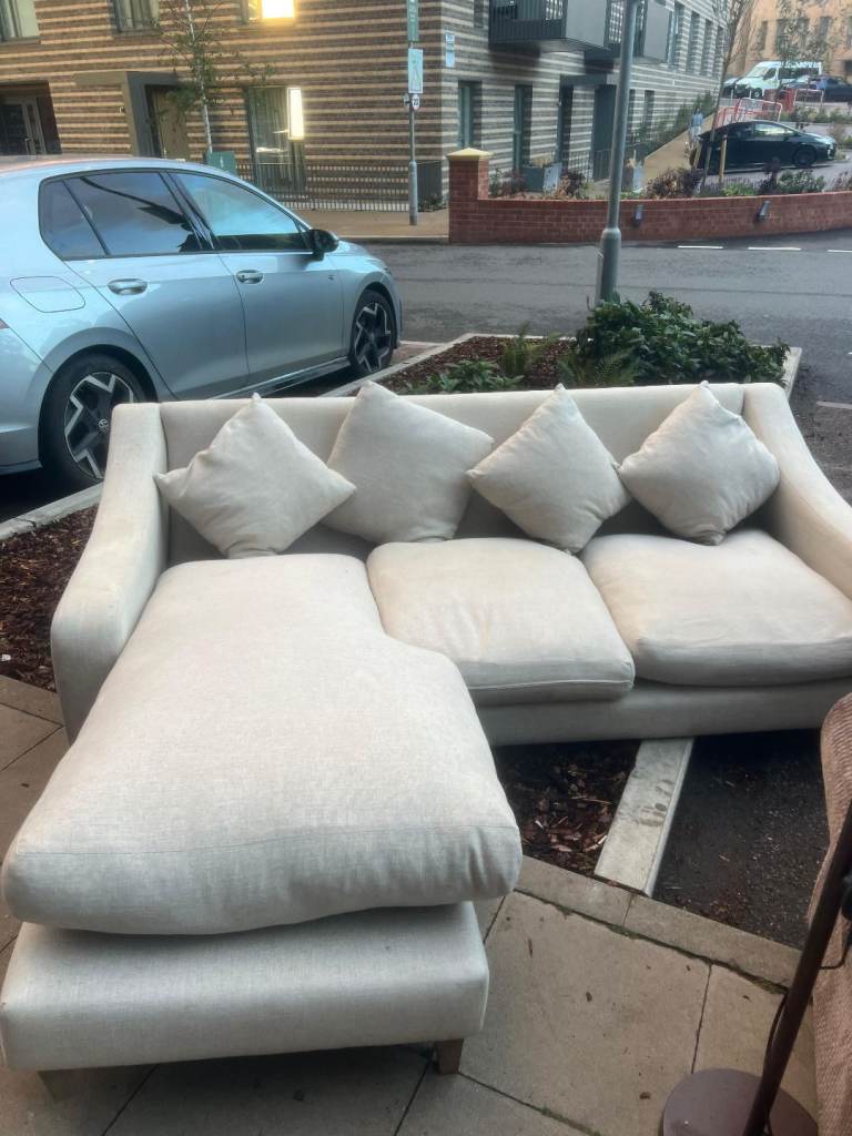 Loaf Oscar Left-Hand Chaise Sofa – Neutral Fabric – Excellent Condition