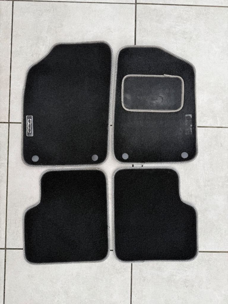 Authentic Fiat 500 Black Fabric Car Mats 2 x Front and 2 x Rear 