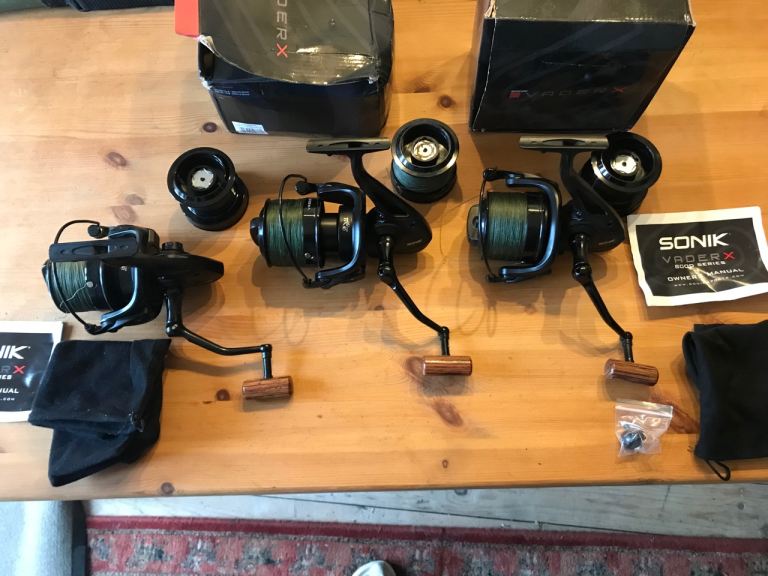 Sonik Vader X Fishing Reels (x3) with Spare Spools