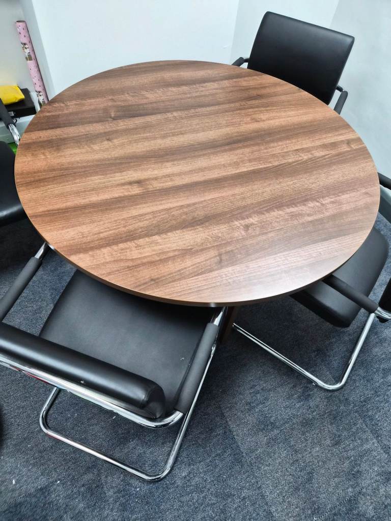 Executive walnut desk and 4 cantilever chairs - must go this week