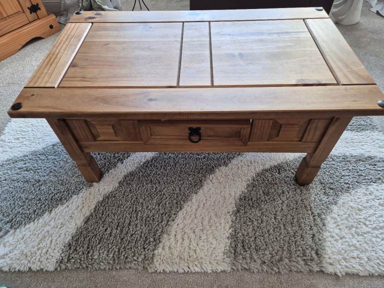 Corona Coffee Table 1 Drawer Solid Wood Pine Wooden with Mexican Styling