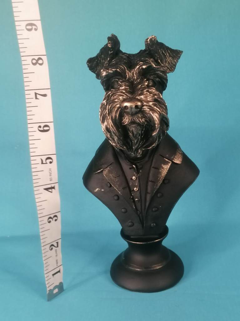Good Condition home decor, Black/Gold Wilson the Schnauzer dog Sculpture. 